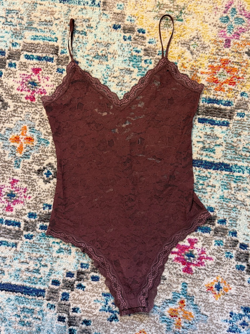 Anthropologie brown lace bodysuit
